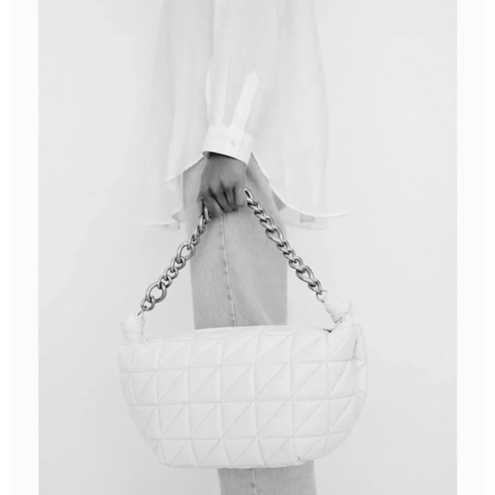 Zara QUILTED LEATHER BAG NWT - Picture 4 of 4